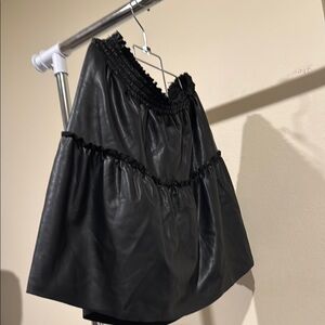 Chic Faux Black Leather Skirt